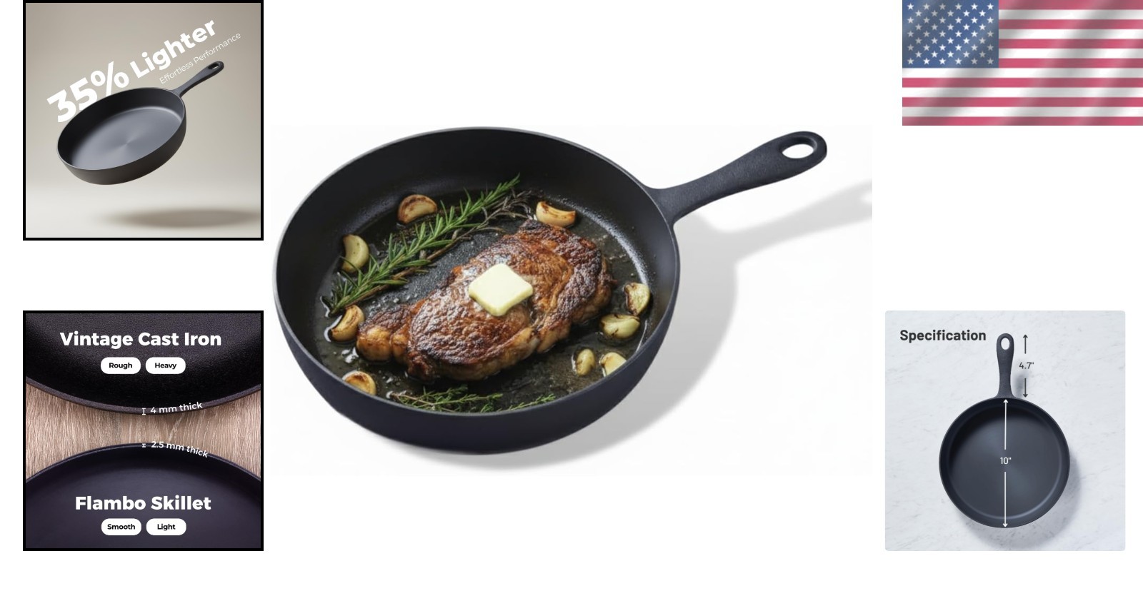 Pre-Seasoned Cast Iron Frying Pan – 10 Inch Non-Stick for All Stovetops