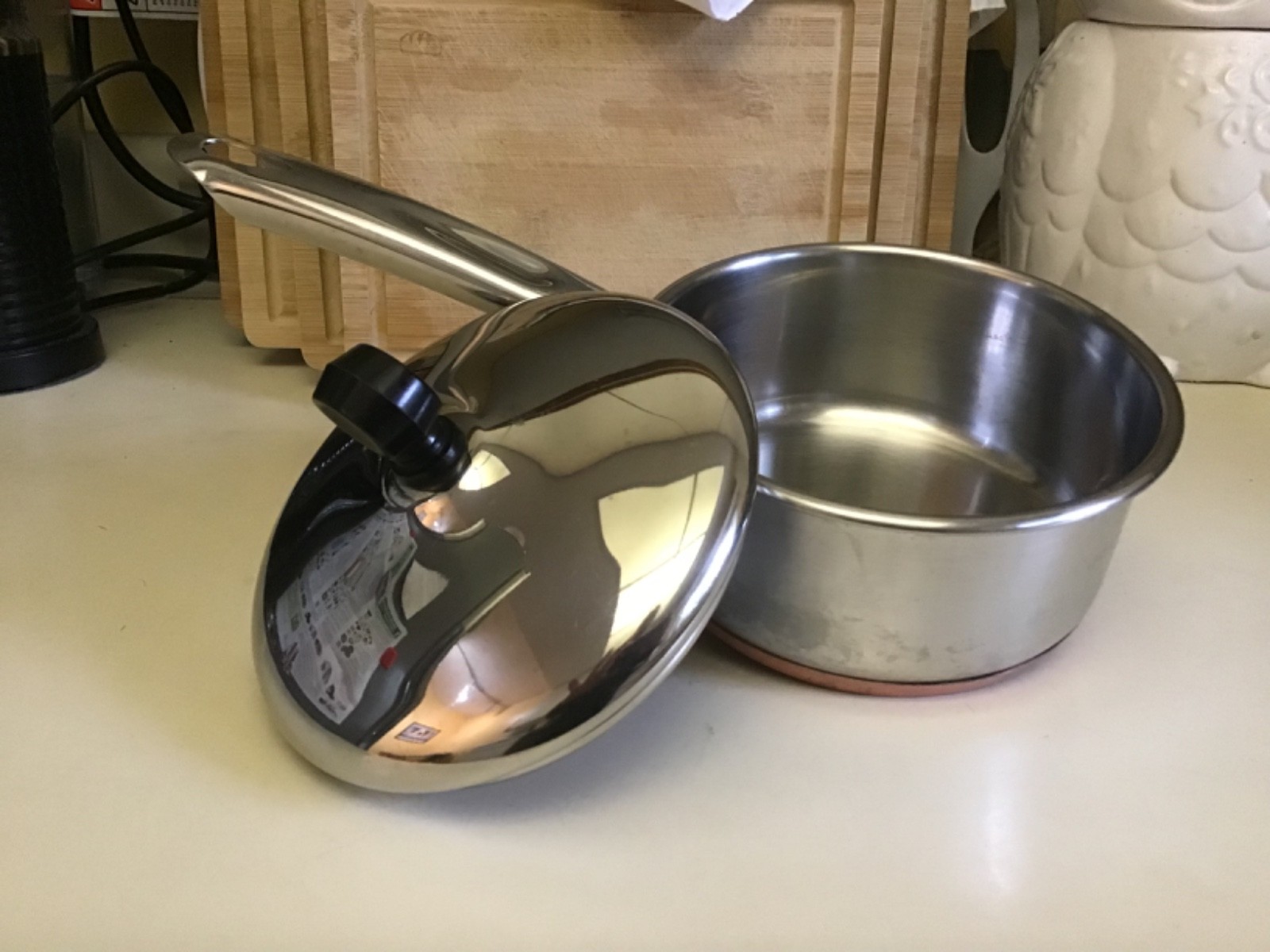 MARTHA STEWART EVERYDAY 1 Qt Quart Stainless Steel/Copper Bottom Saucepan w/Lid