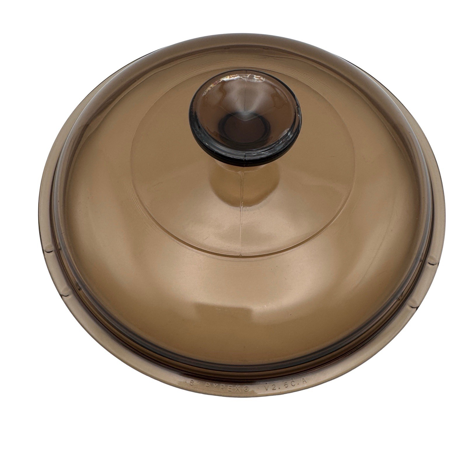 Pyrex Visions V2.5C Amber Brown Glass Pot Lid Only Replacement (Small Chip)