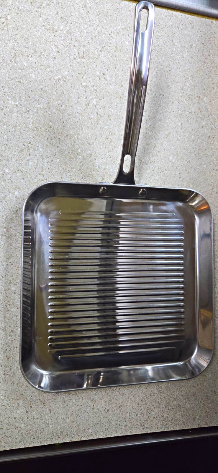 Viking 11.25in Square Stainless Steel Grill Pan Aluminum Core Long Handle
