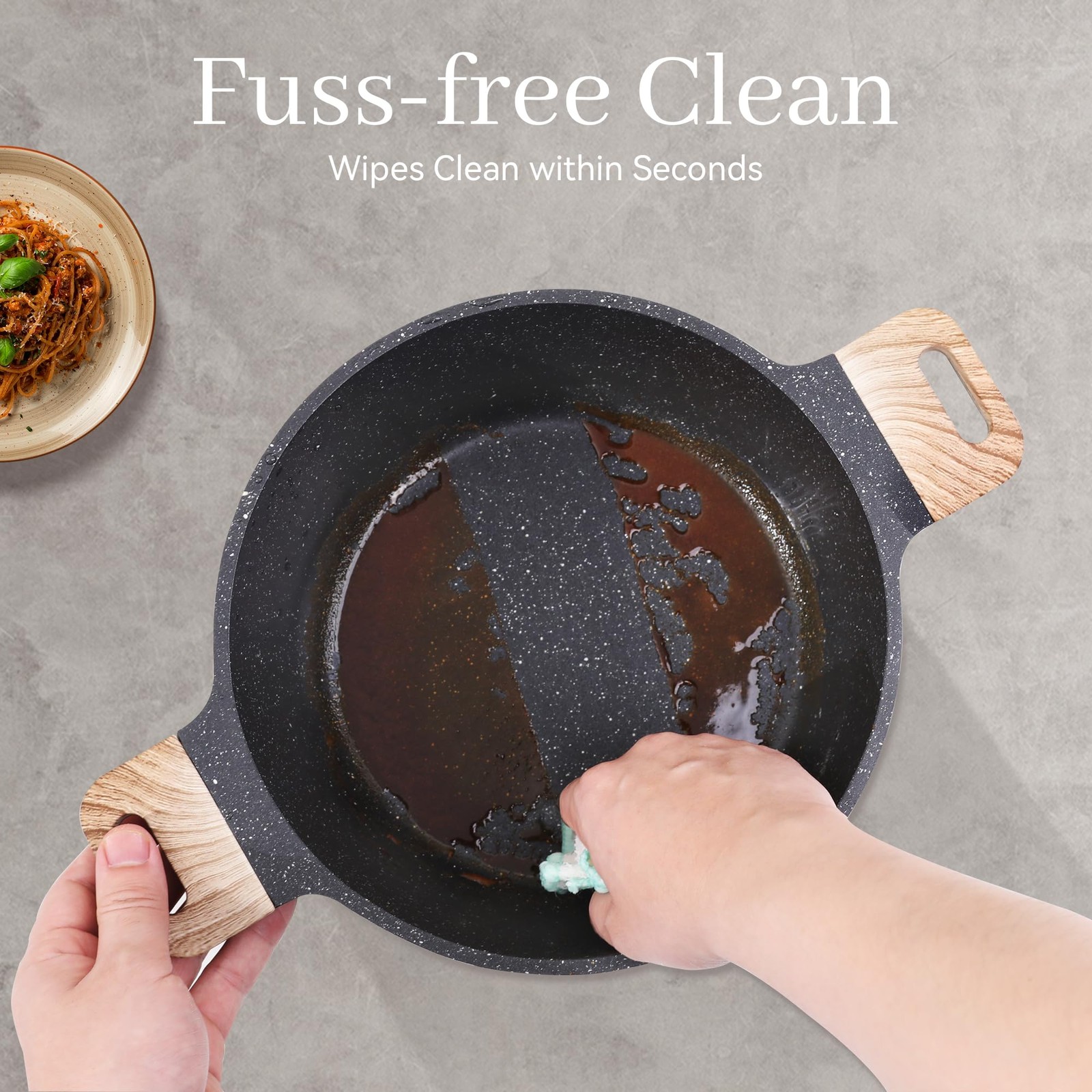 Pots and Pans Set, Nonstick Kitchen Cookware Sets，23Pcs Black Granite Inducti…