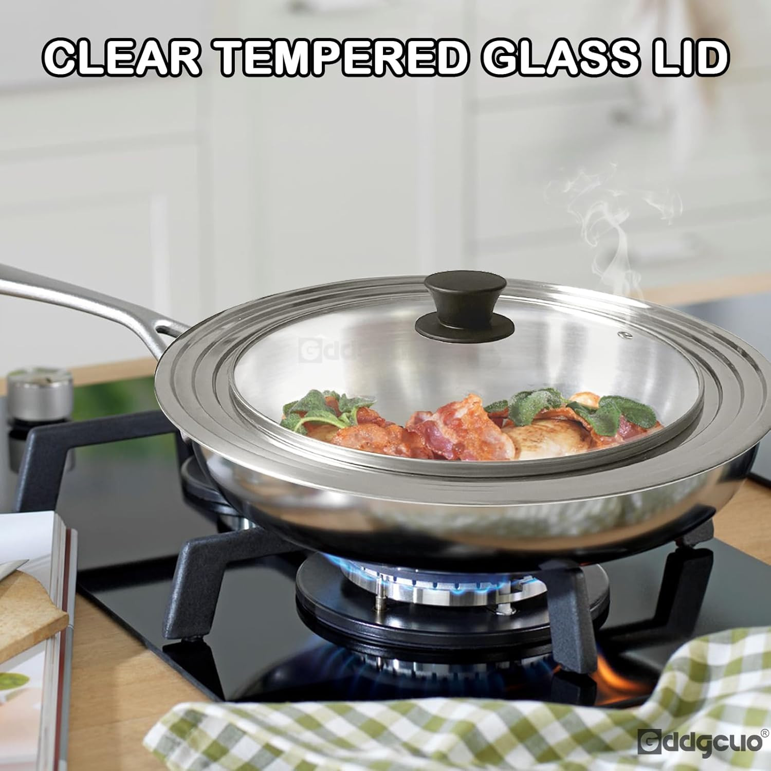 Universal Pot & Pan Lid Fits 11″ 12″ 13″ Cookware Stainless Steel Replacement Fr