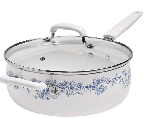 Pioneer Woman ~ AGATHA ~ Nonstick ~ 4.5 Quart ~ Aluminum Saute Pan w/Lid