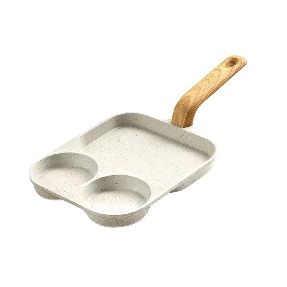 1 PC 3 Section Nonstick Aluminum Egg Frying Pan Breakfast Divided Skillet