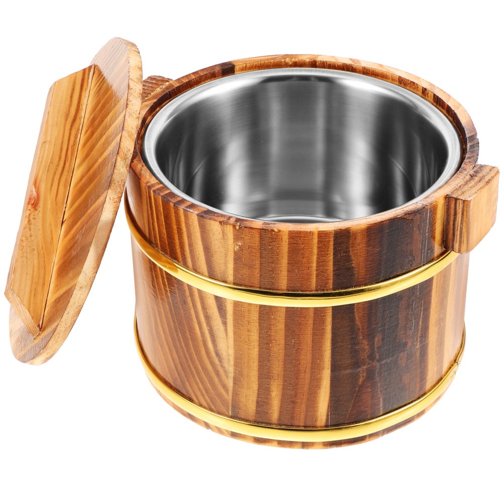 Wooden Rice Bucket Steamer Multi Functional Sushi Rice Mixing Tub 16cm