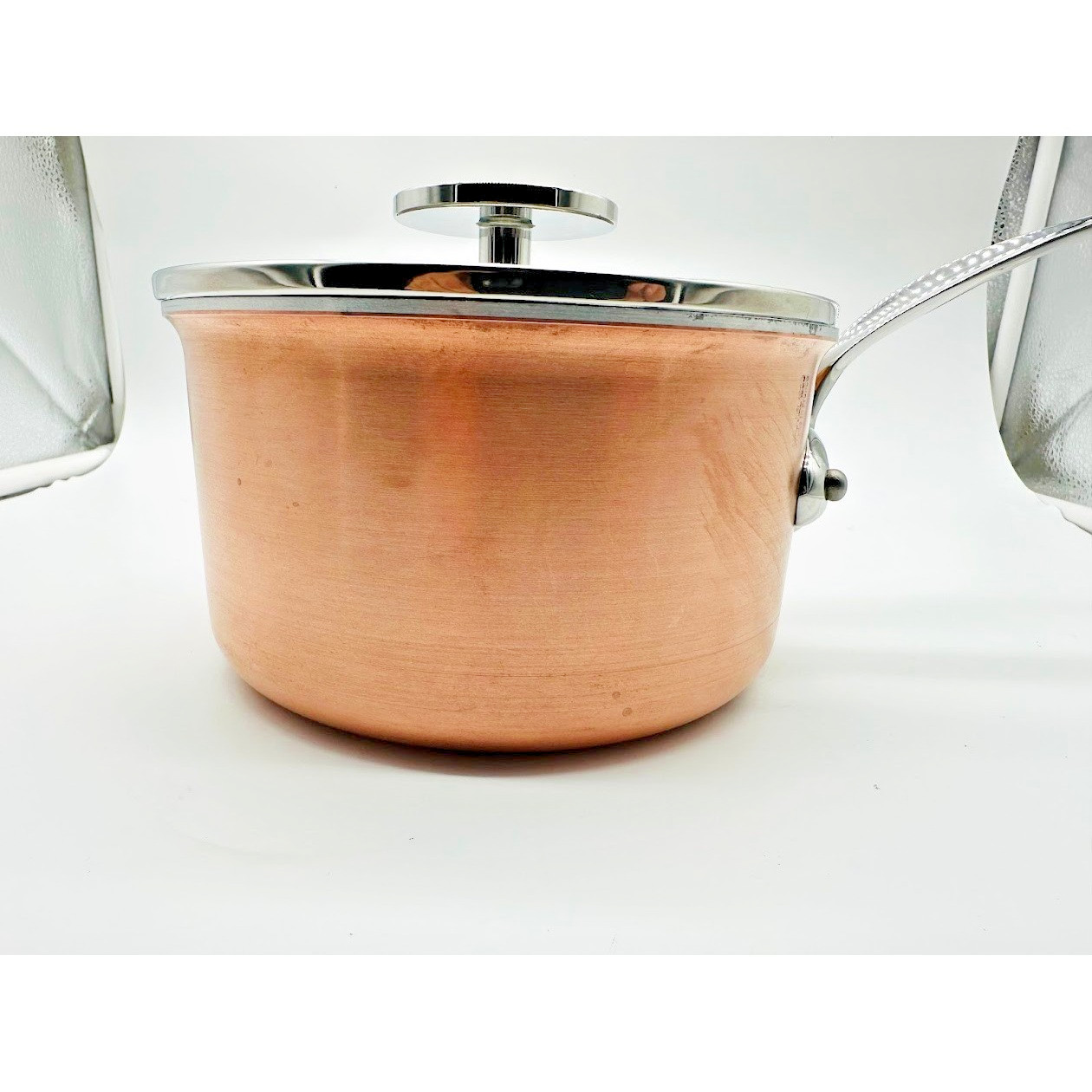 Mauviel 1830 M150S Copper Saucepan with Glass Lid Made in France 1.5mm Stainless