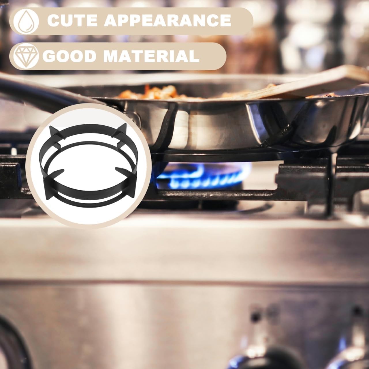Heavy Duty Gas Stove Wok Ring 9.25 Inch Non-Slip Round Bottom Pan