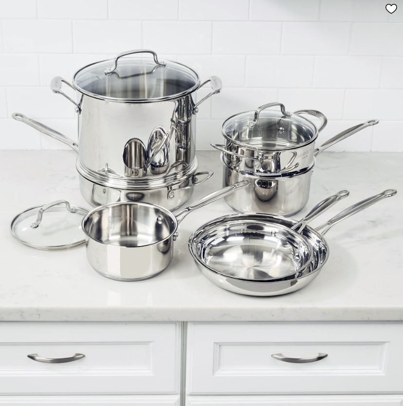 Cuisinart Chef’s Classic Stainless Steel 11-Piece Cookware Set with Glass Lids