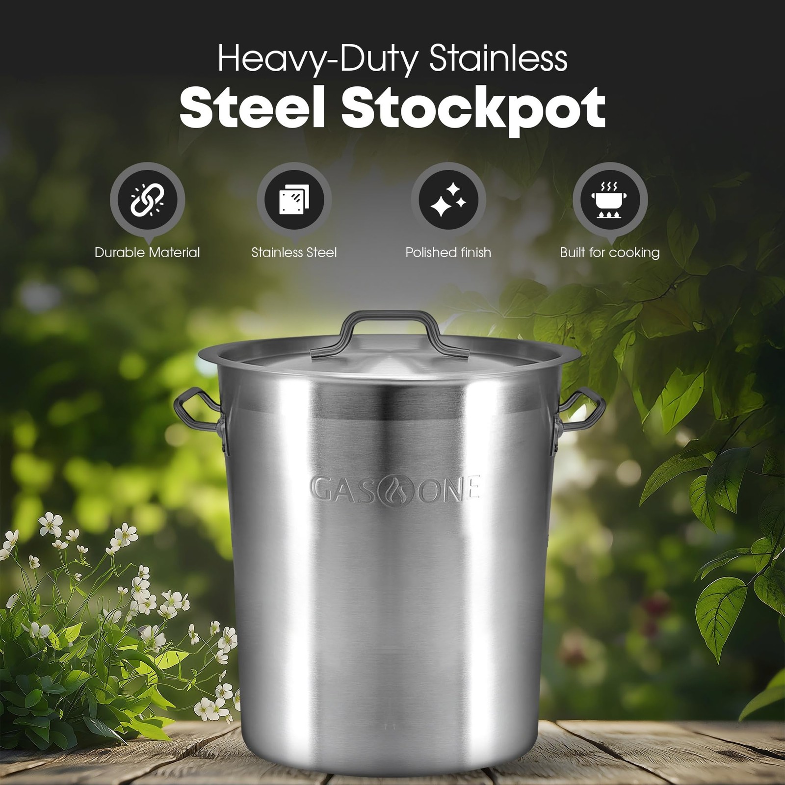 Gas One Stainless Steel 20Qt Stock Pot Lid And Capsule Tri-Ply Bottom