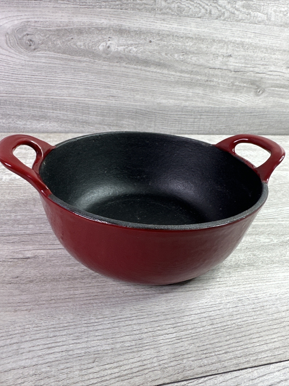 Hell’s Kitchen Balti Handled Dish Cast Iron Red Enamel 1.75 Quart Oven Safe