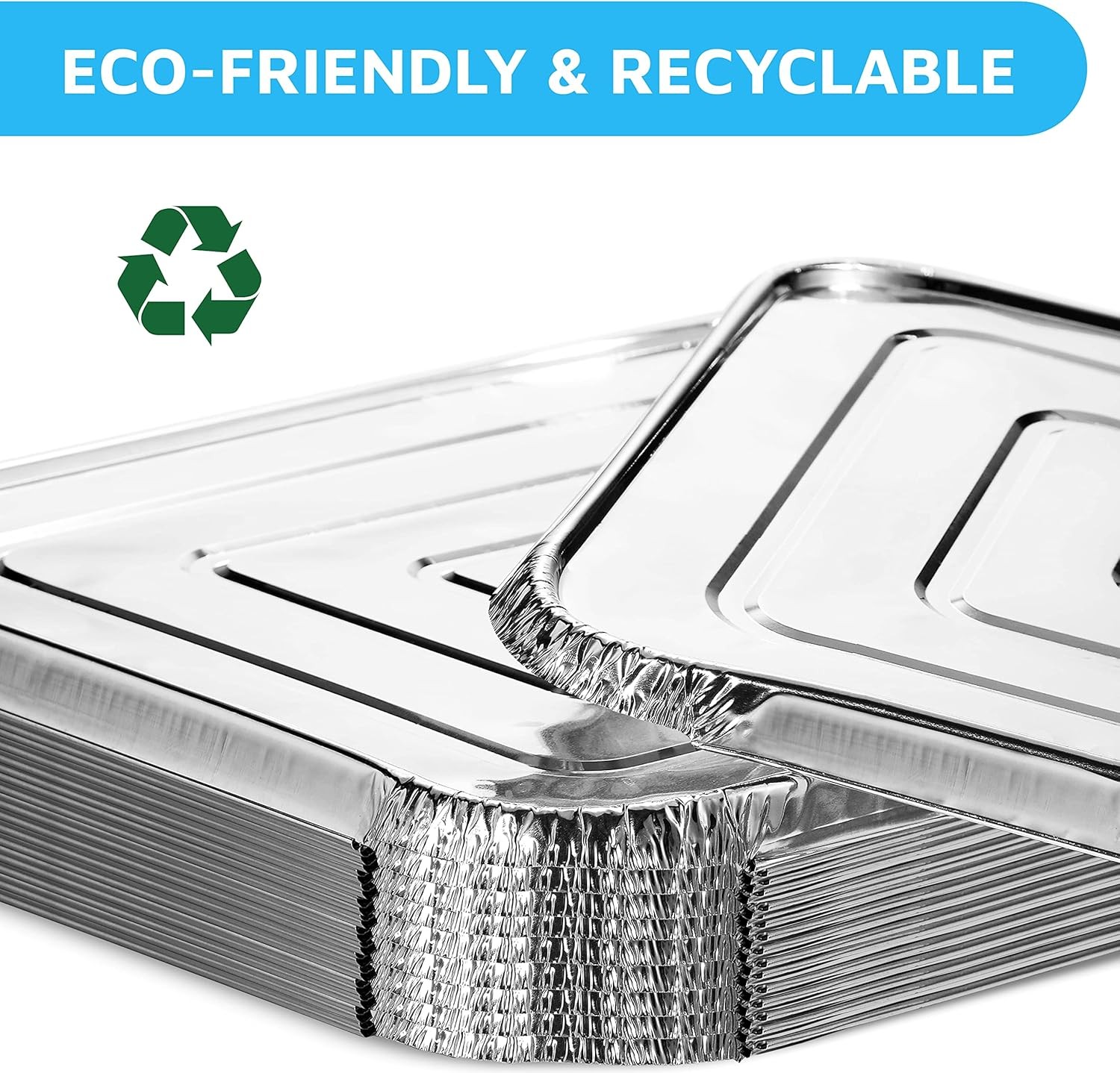 Half-Size Aluminium Foil Lids | [50 Pack] | Fit for 9×13 Roasting Pans |