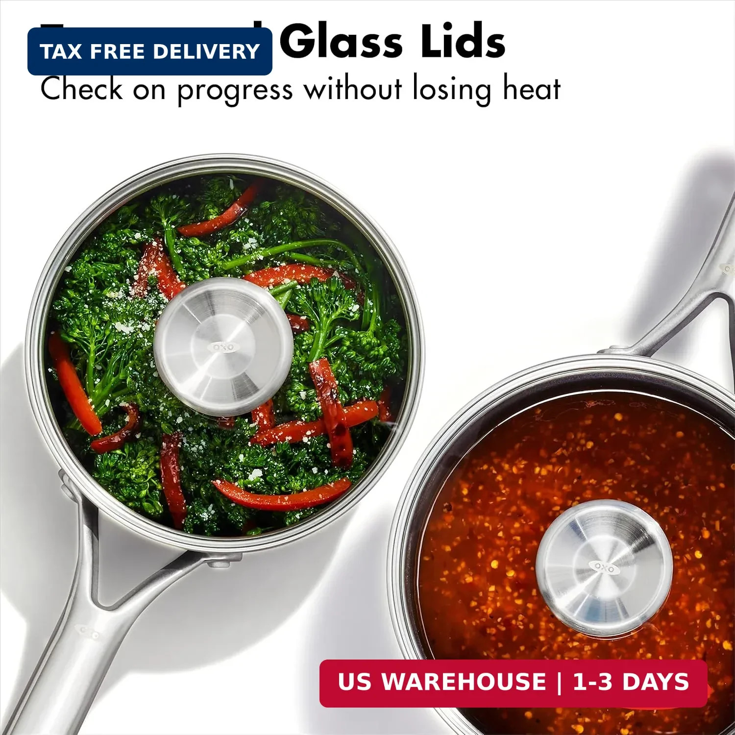 OXO Professional 1.7QT and 2.3QT Saucepan Pot Set with Lids Hard Anodized Cerami