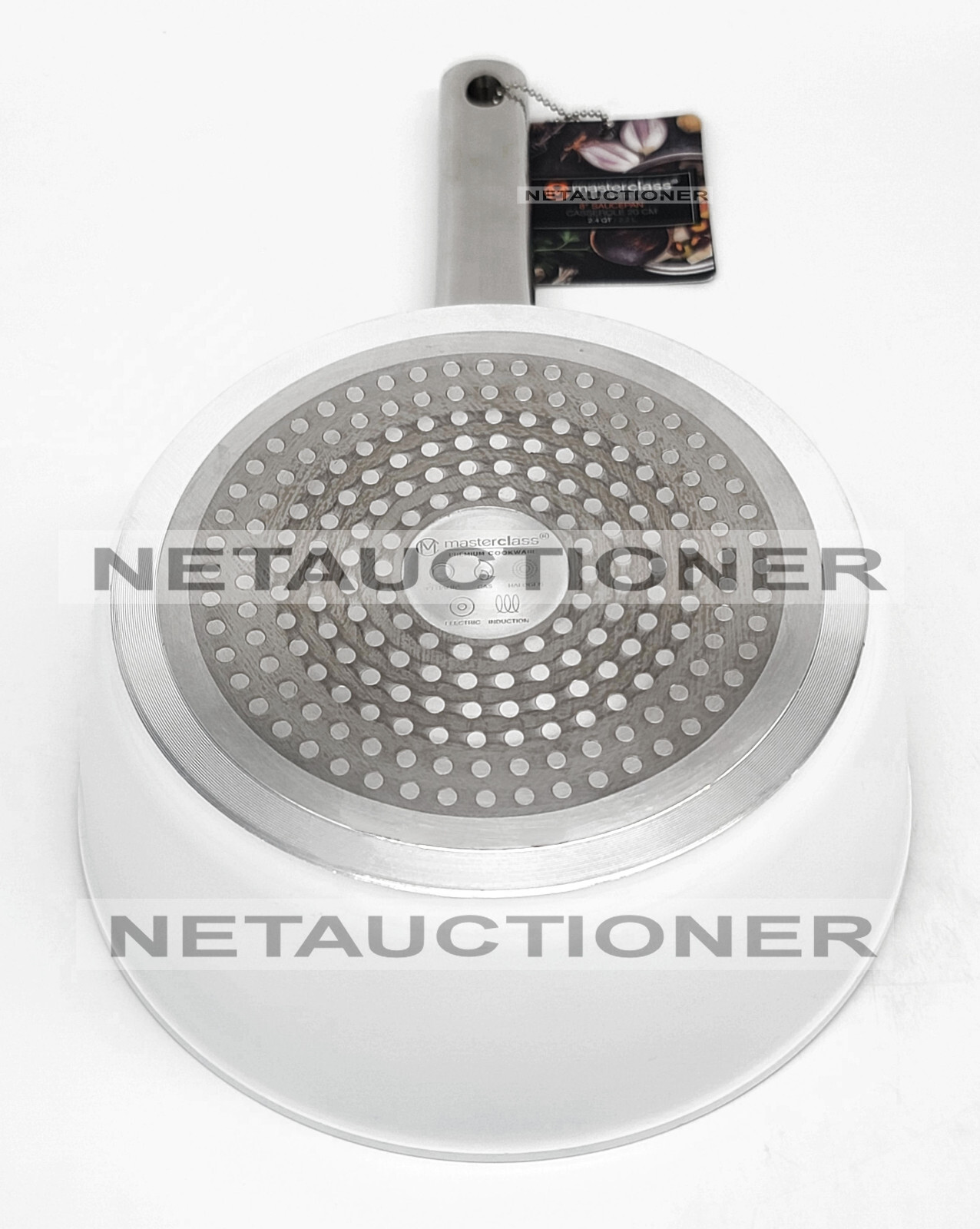 New Masterclass Nonstick 8” 2.4 Qt (2.2L) Saucepan & Lid White Premium Cookware