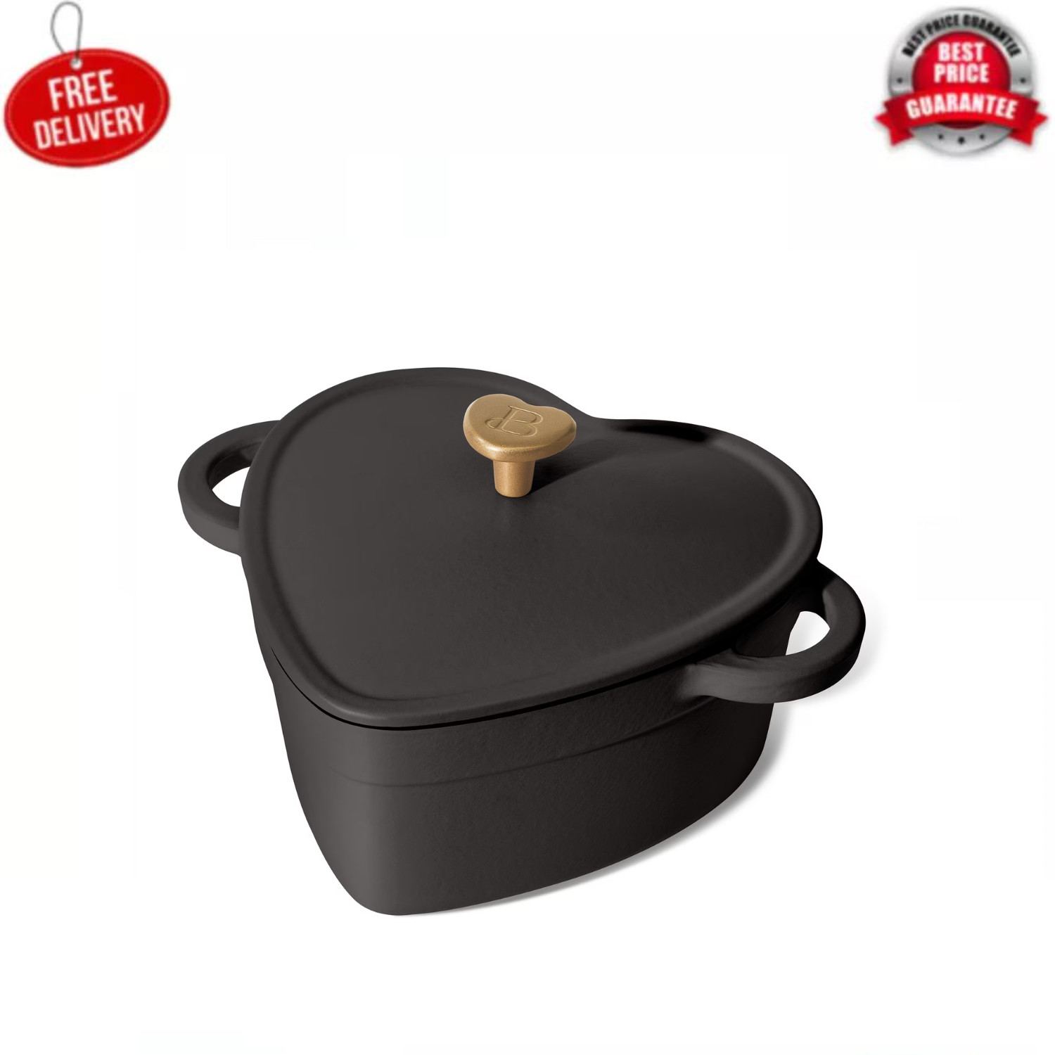 Beautiful 2QT Cast Iron Heart Dutch Oven, Black Sesame by Drew Barrymore