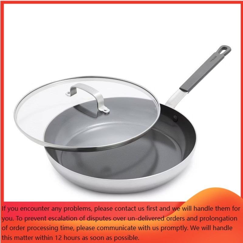 12″ Stainless Steel Ceramic Nonstick Covered Fry Pan