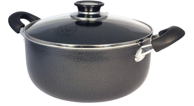 Uniware 5 Quart Non-Stick Aluminum Cooking Sauce Pot with Vented Glass Lid -…