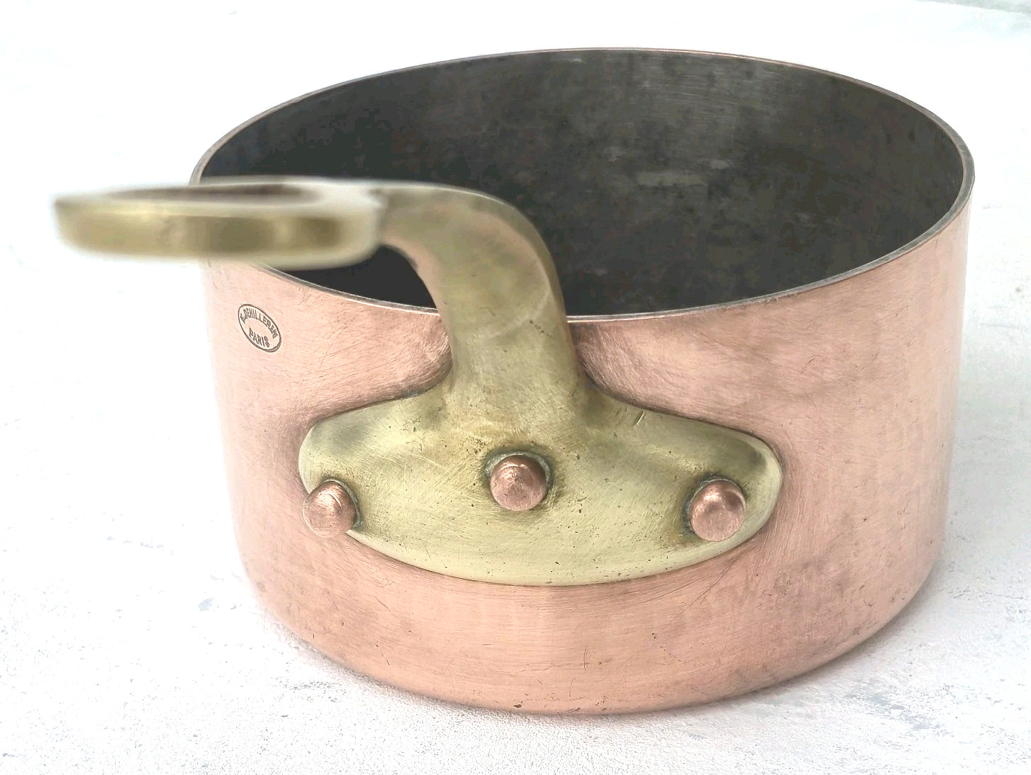Vintage 5.7inch French Copper Saucepan Dehillerin Hammered Tin 1.5mm 2.6lbs