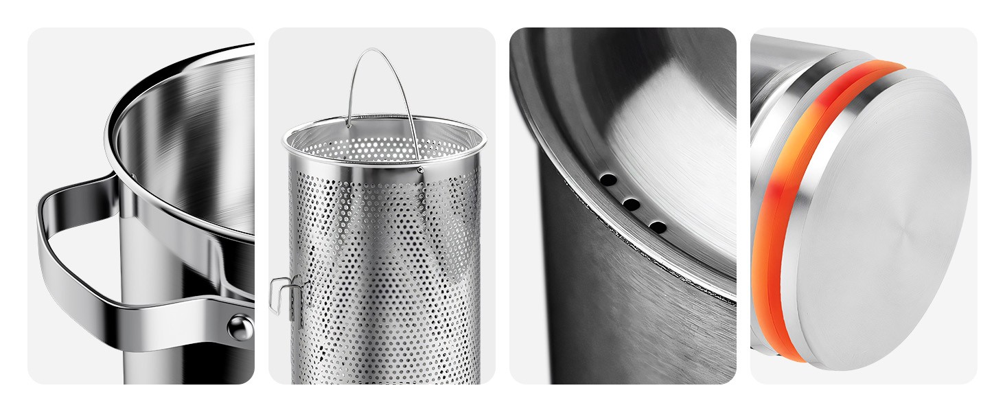 Asparagus Pot, Stainless Steel Asparagus Steamer 4.3L/1.14Gal 3-Ply Base