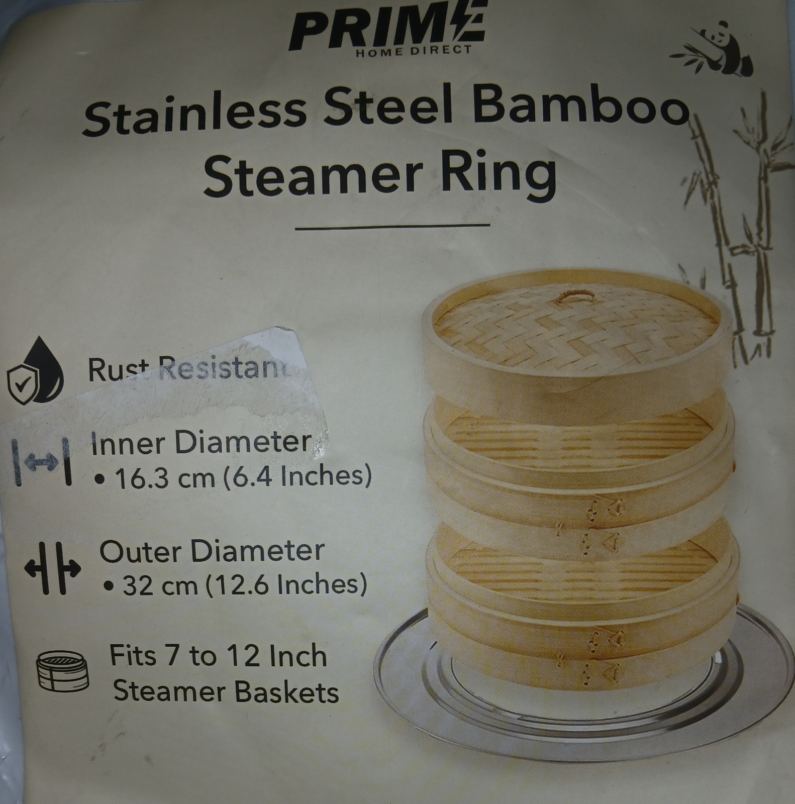 Stainless Steel Steamer Ring for 7-12 Inch Bamboo Steamer Basket