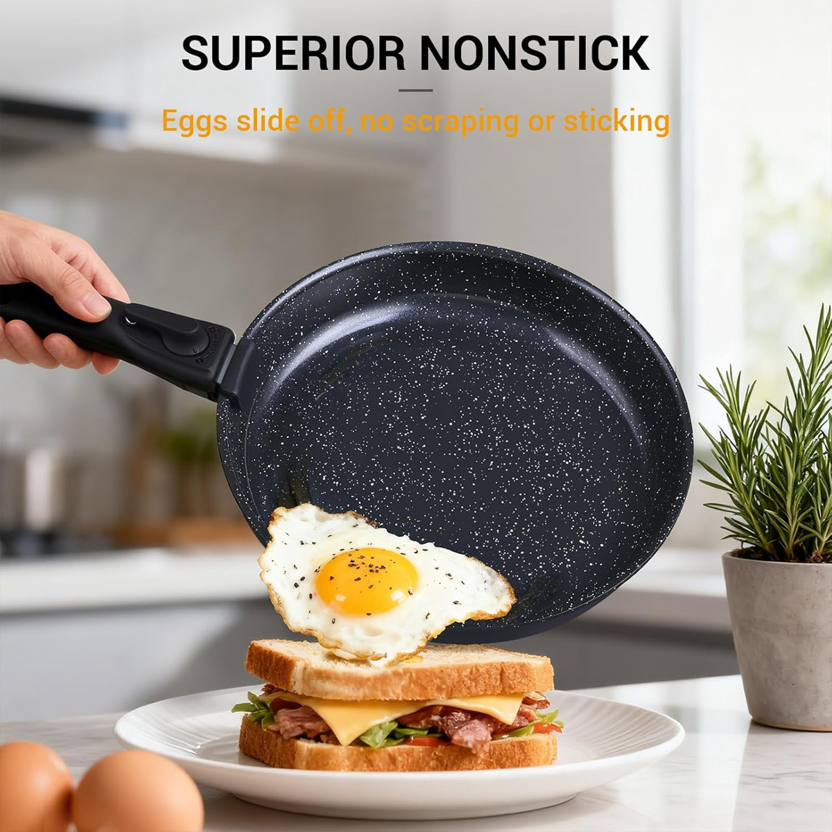 Ammeloo 21-Piece Ceramic Pots and Pans Set Non Stick with Detachable Handles