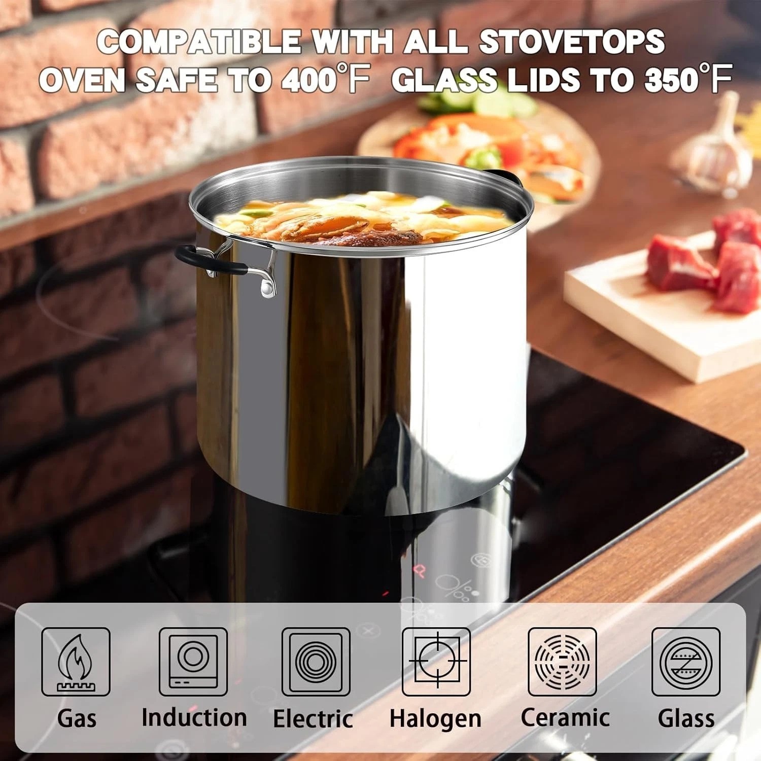 Induction Compatible 5 Quart Stainless Steel Stockpot – Effortless Cooking