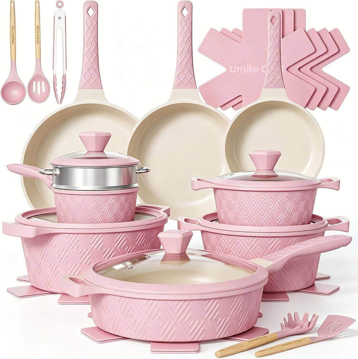 Pots and Pans Set Non Stick, 26PCS Nonstick Cookware Set, Induction Cook Ware, I