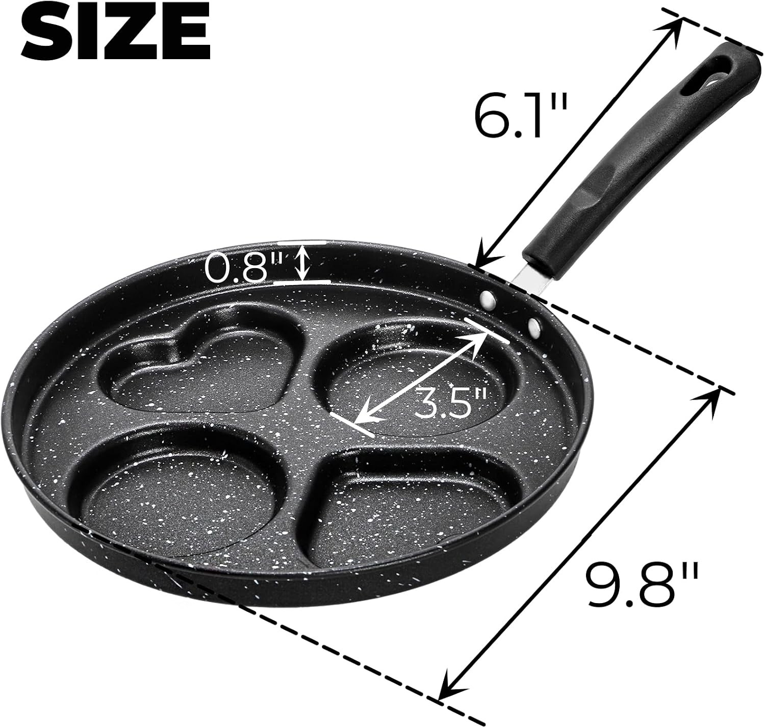 Nonstick Egg Frying Pan with Lid, 4-Cup Egg Pan Fried Egg Cooker, Round