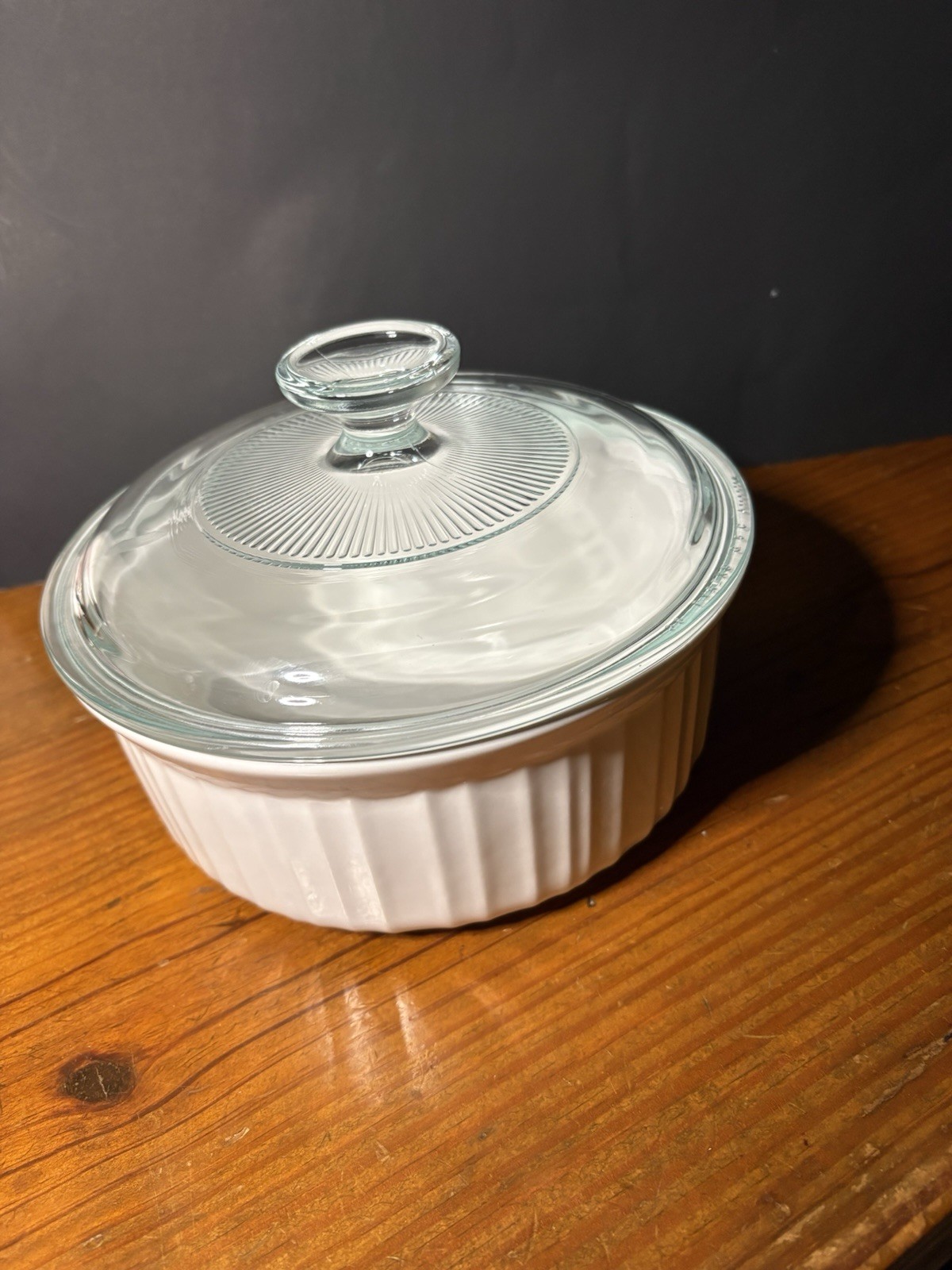 CorningWare 1 1/2 Qt Or 1.4 L Casserole Dish Round FrenchWhite Pyrex Glass Lid
