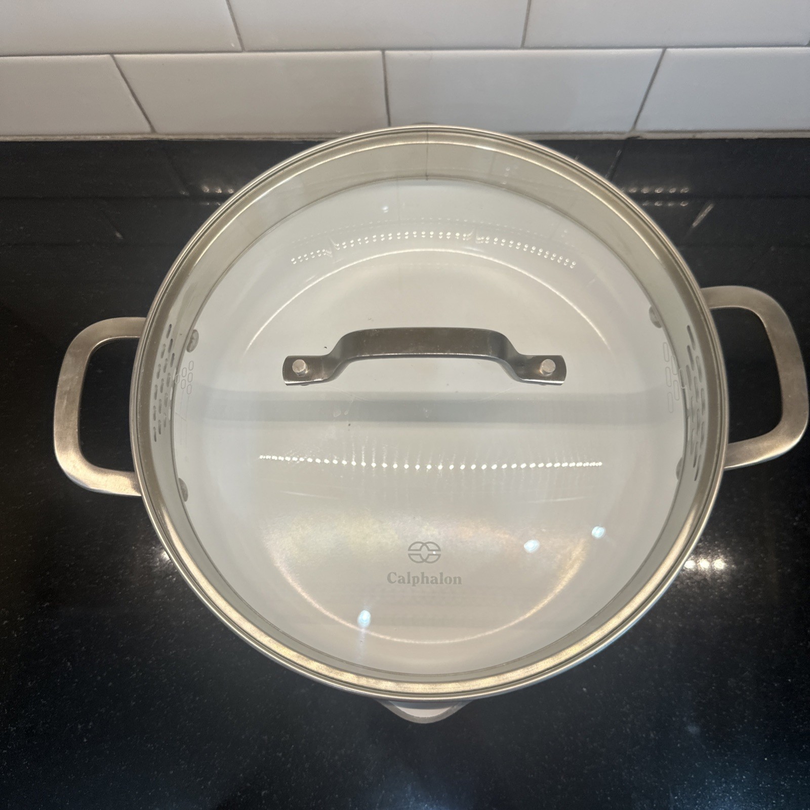 Calphalon Classic Anodized 5 Qt Stock Pot & Glass Lid 8785 Ceramic Non Stick USA