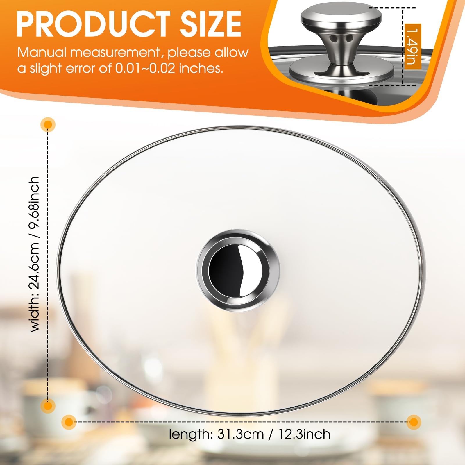 Oval Glass Lid 6 Quart Replacement for CrockPot 6Quart Programmable Slow Cook…
