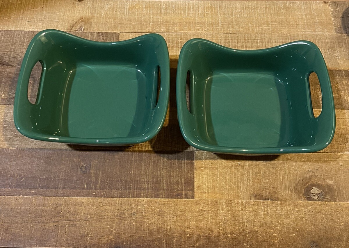 Rachel Ray Stoneware 12oz Personal Chartreuse Casserole Baking Dishes Lot of 2