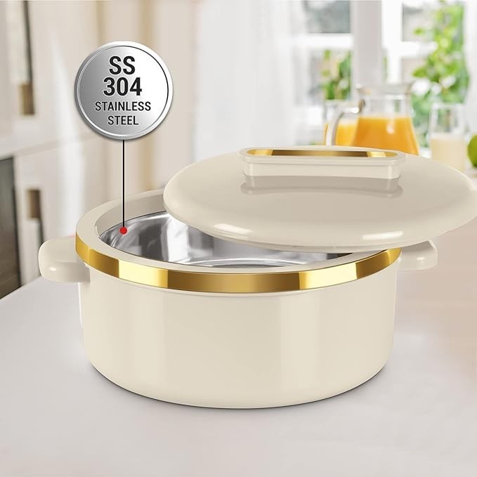 MILTON Curve 2500 Inner Stainless Steel Casserole, 2.15 litres, Ivory