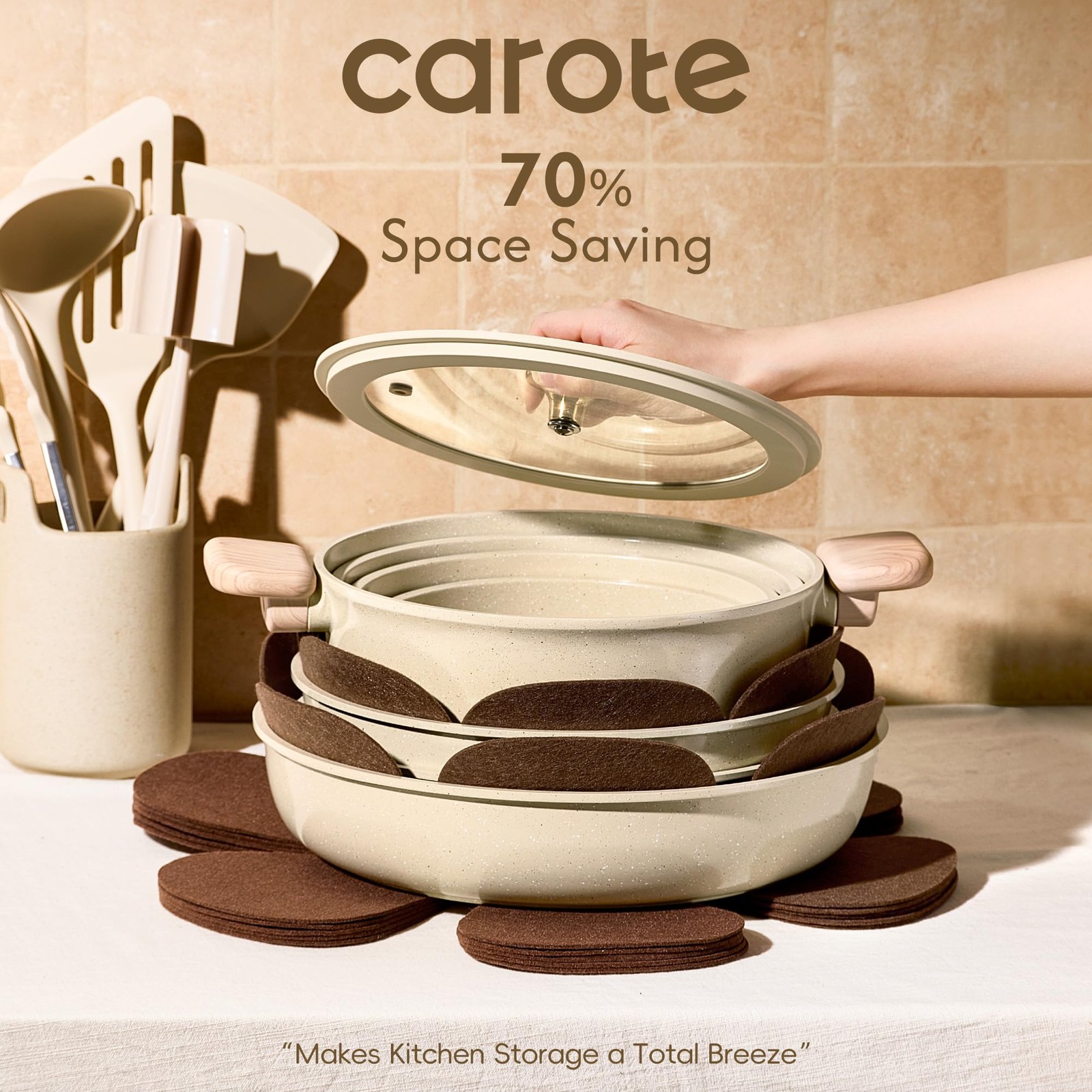 25PCS Ceramic Cookware Set Pots and Pans set Non Stick RV Kitchen Cooking Set