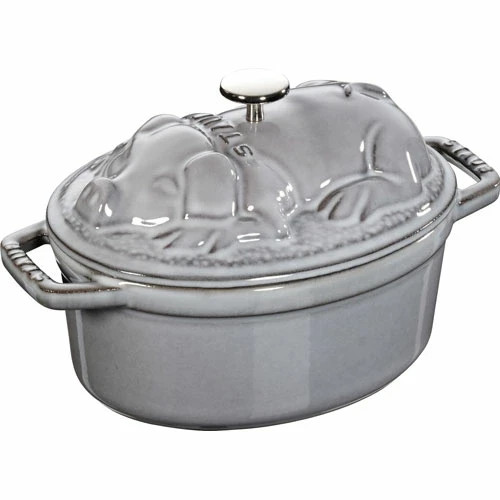 New STAUB Piggy Cocotte Oval 17cm Basil Gray Limited Edition Cast Iron Cocotte