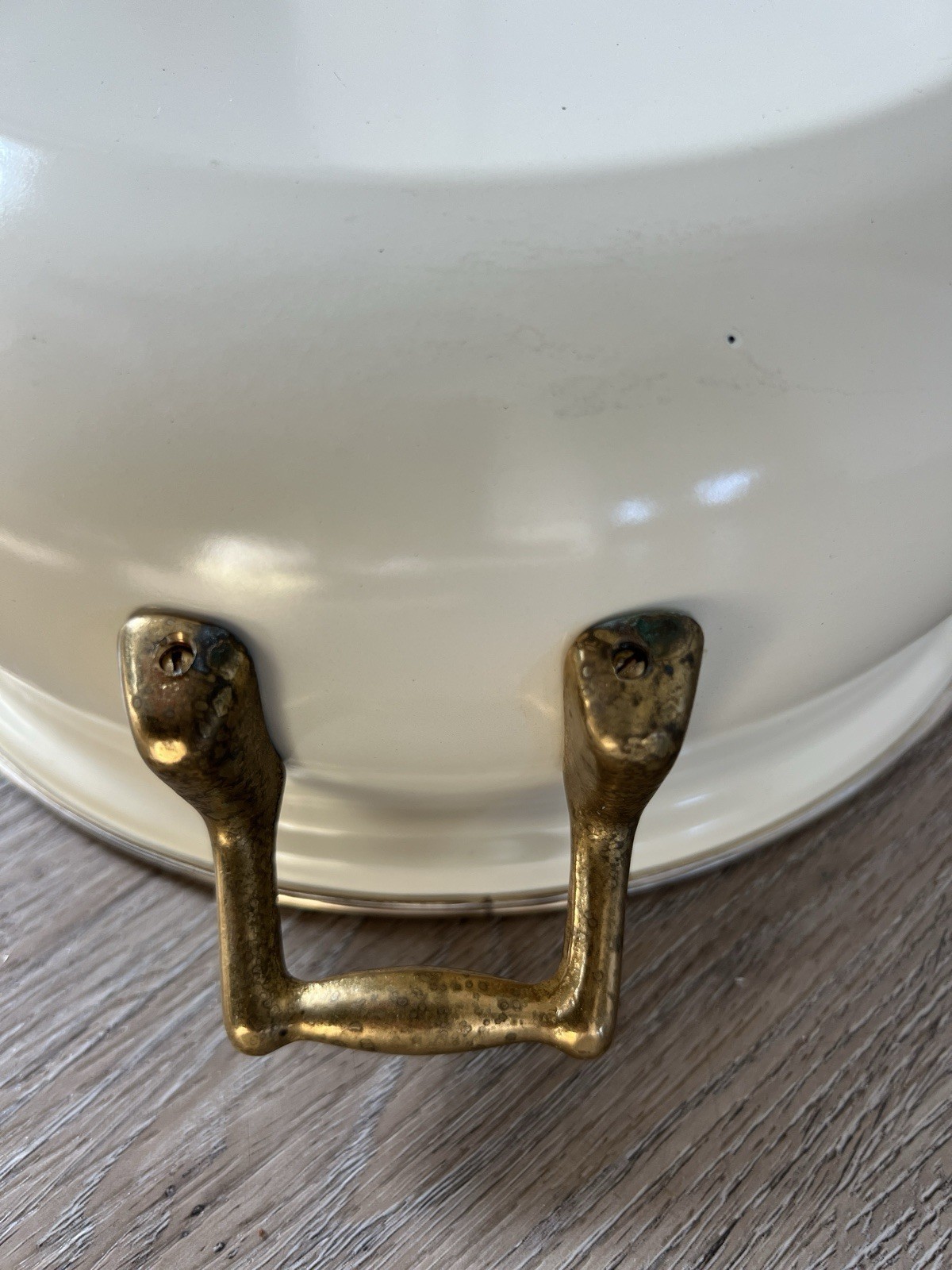 Vintage Pfaltzgraff Tea Rose Enameled Stock Pot with brass handles Rare USA
