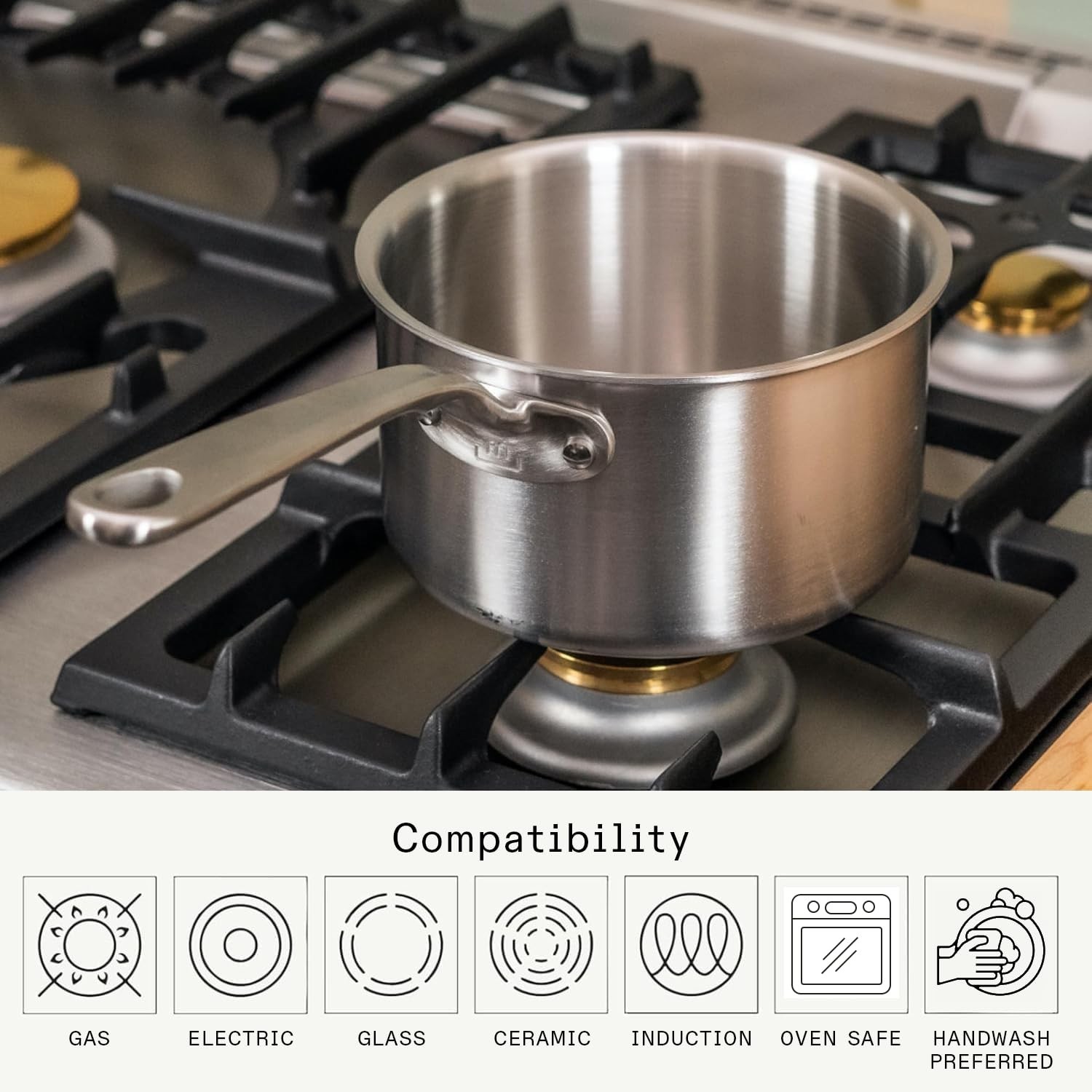 2 Quart Stainless Steel Saucepan with Lid – 5 Ply Clad Cookware – Induction Read