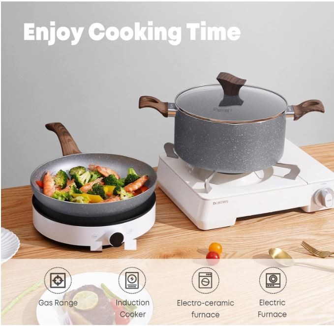 Cyrret Nonstick Cookware Set – 12 Pieces Granite Kitchen Cookware, Pots & Pans
