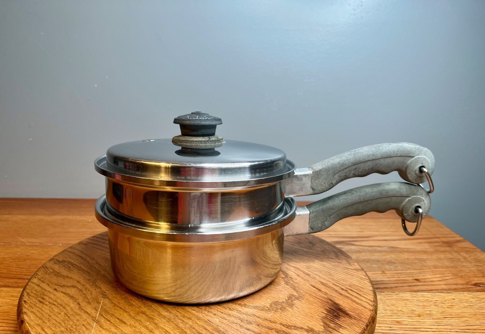 2QT Saladmaster Stainless Steel Saucepan with Vapo Lid And Steamer Insert; In