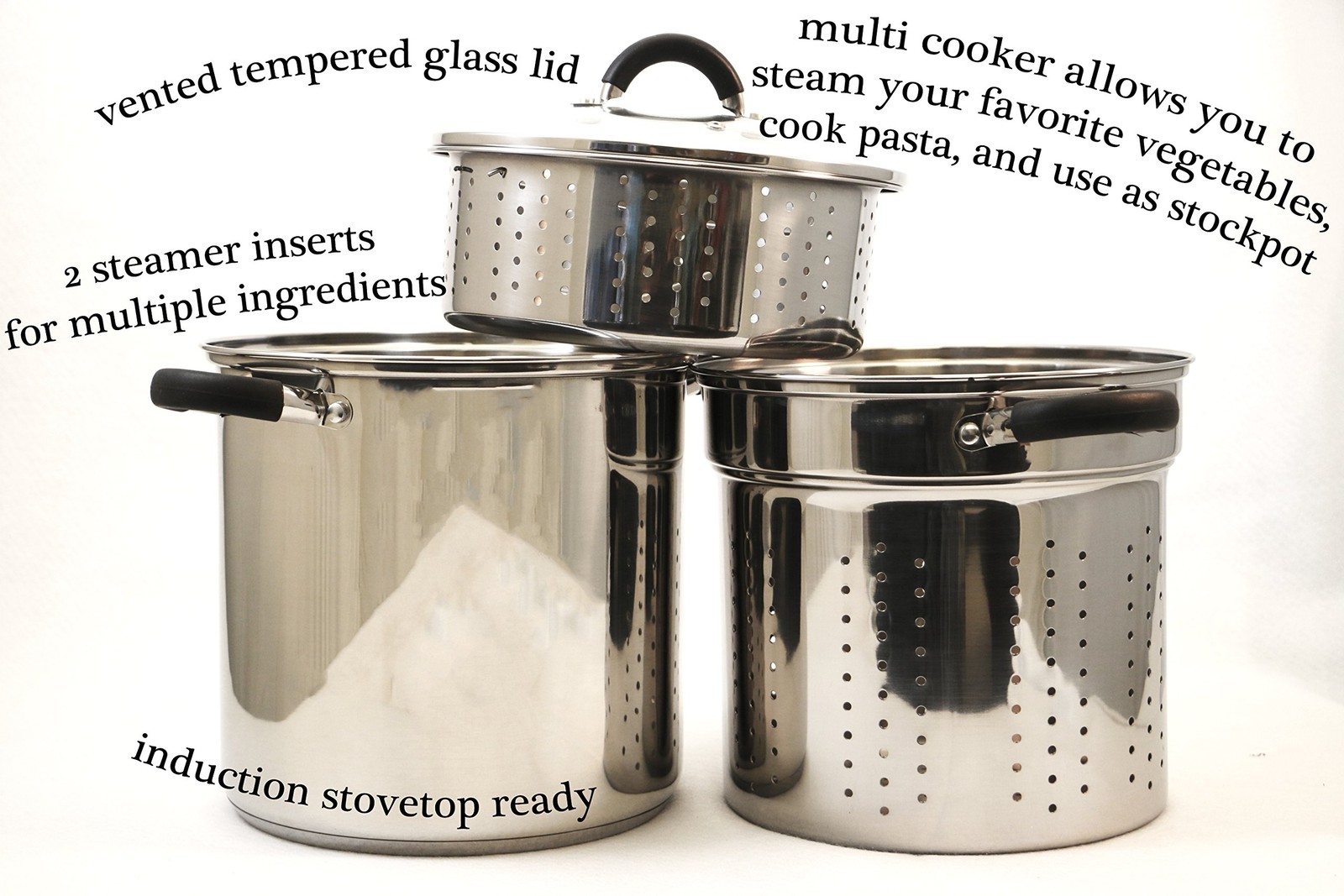 12 Qt Multifunction Stainless Steel Pasta Cooker with Encapsulated Base, Vent…