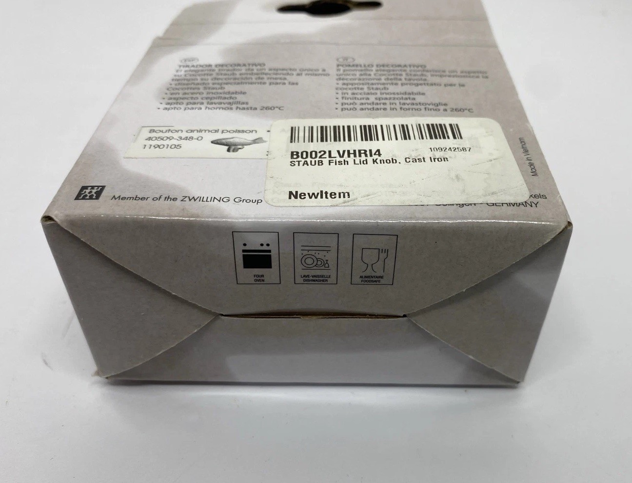 New! Staub Animal Knob Fish One Size Stainless Steel 40509-348-0 NIB Kitchenware