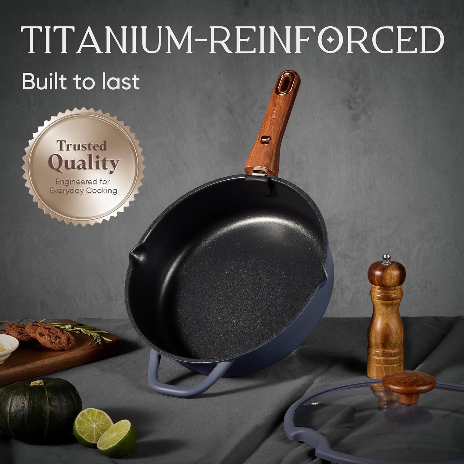 30-Piece Titanium Cookware Set, Nonstick Pots and Pans Set with Detachable Ha…