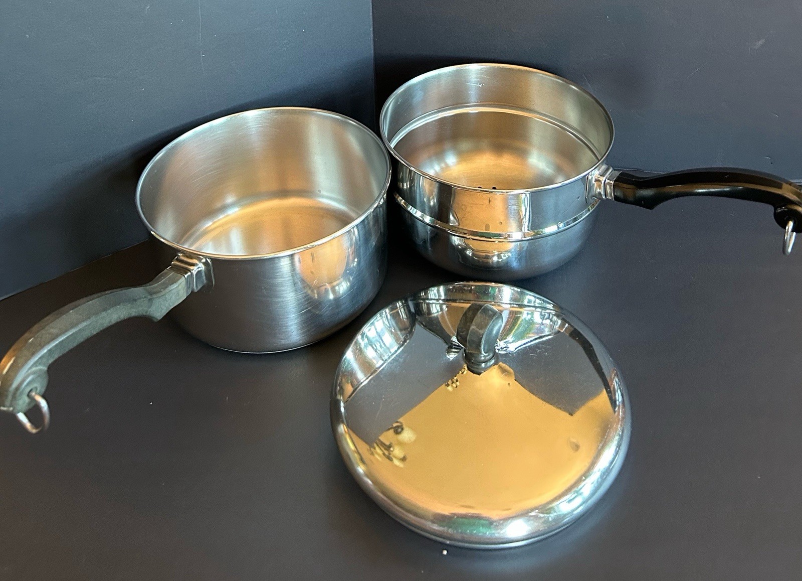 Vtg 3 Pc Farberware SS 2 Qt Saucepan & Steamer Insert W/Lid