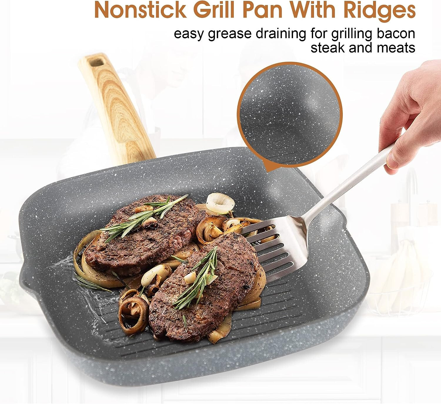 17 PCS Pots and Pans Set Nonstick Induction Cookware Set Granite Coated Pot Set