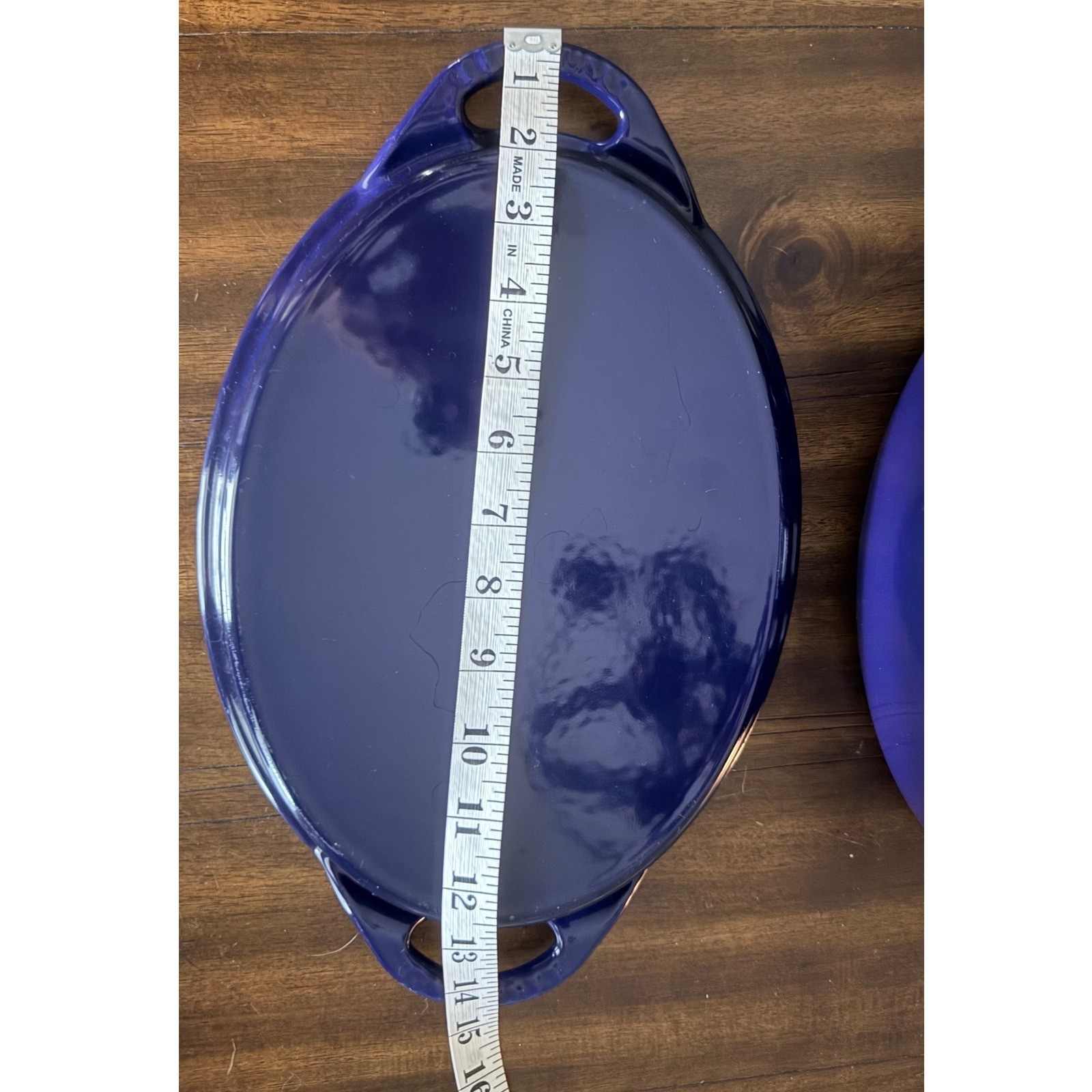 Le Creuset Blue Enameled Cast Iron 2-in-1 Oval Dutch Oven with Grill Pan Lid 28