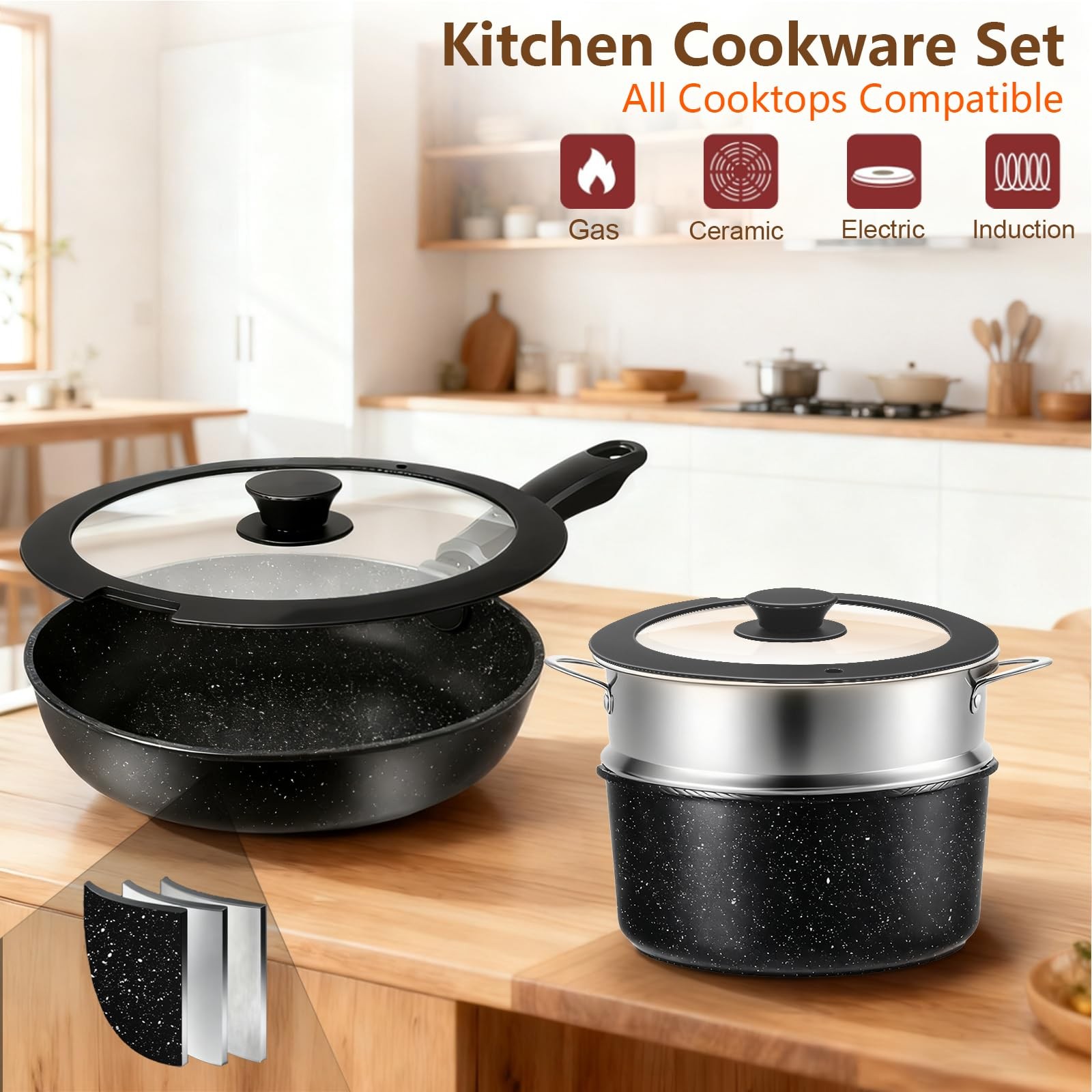 72-Piece Kitchen Cooking Set, Pots and Pans Cookware, Nonstick Cookware Set, …
