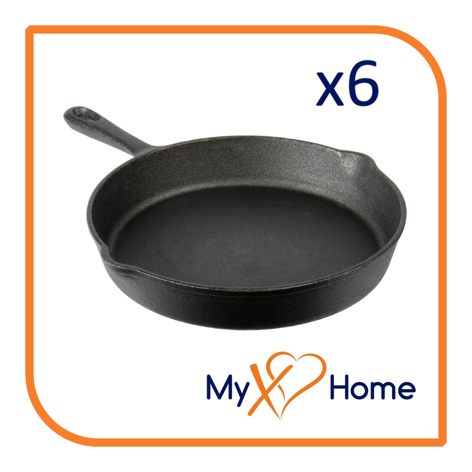 9″ Pre-Seasoned Cast Iron Skillet (6 Skillets) by MyXOHome