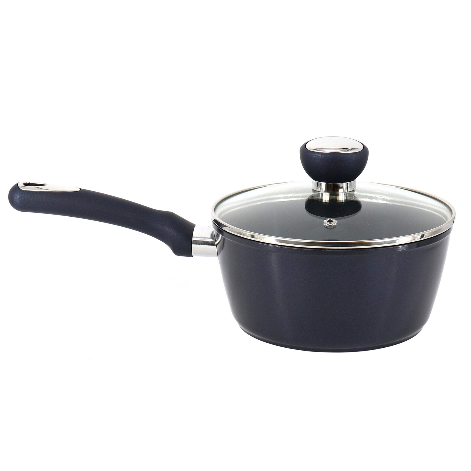 Oster Hawke 1.9 Qt Ceramic Nonstick Aluminum Saucepan w Lid in Dark Blue