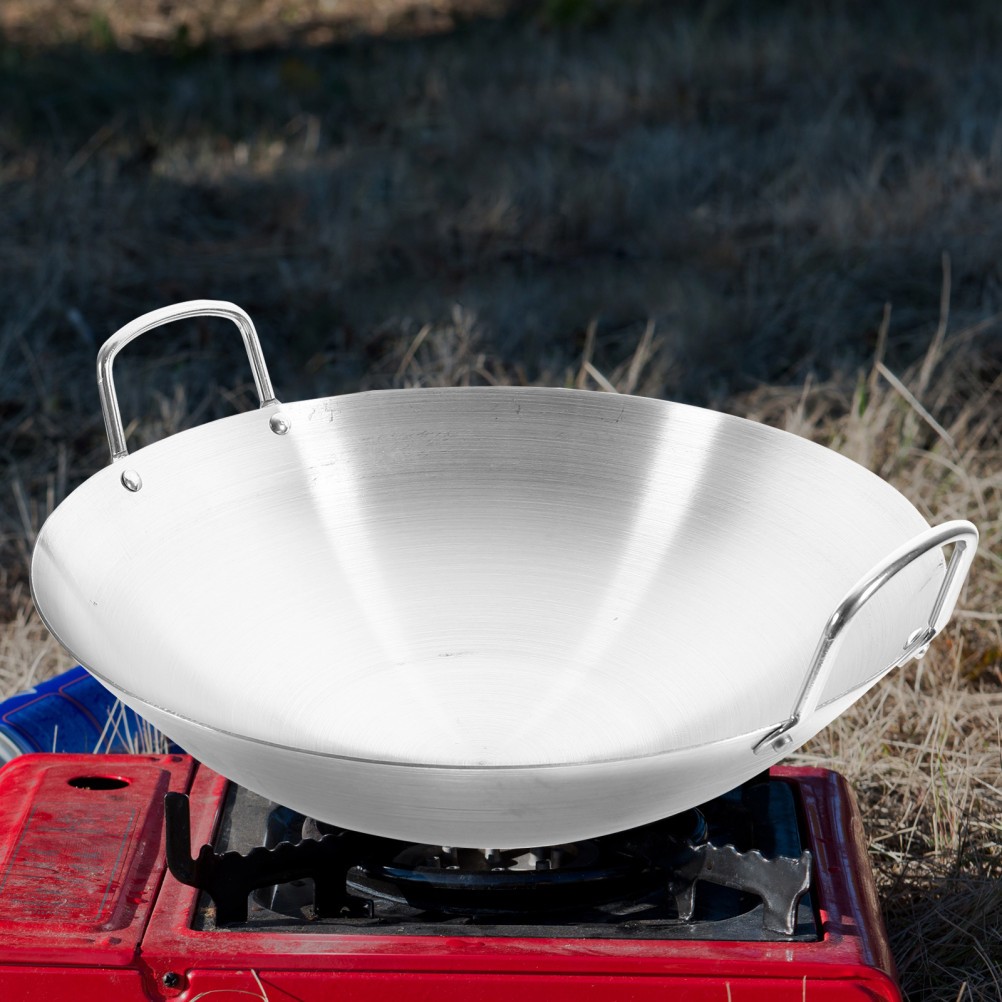 Kitchen Practical Stainless Steel Binaural Wok Frying Pan Cooking Pot 30 cm