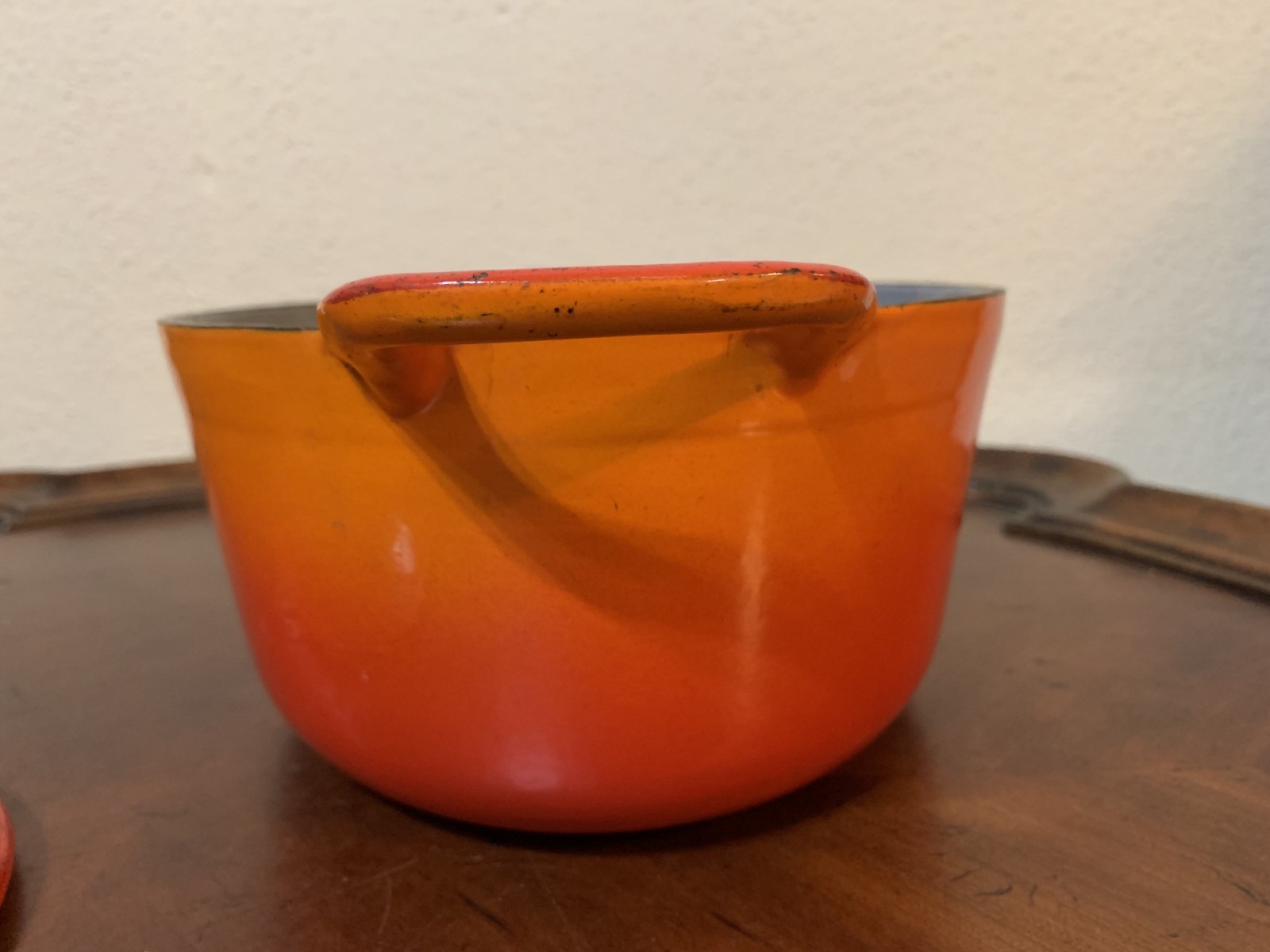 Descoware Cast Iron Enameled Flame Orange Oval Dutch Oven 4 qt Casserole Belgium