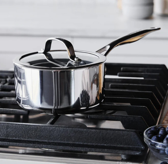 GreenPan Valencia Pro Stainless Steel Uncoated 1.6-Quart Saucepan with Lid